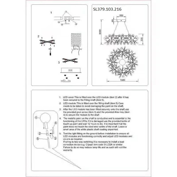 SL379.103.216 Люстра подвесная ST-Luce Серебристый/Белый LED 216*0,5W 3500K RAFINA