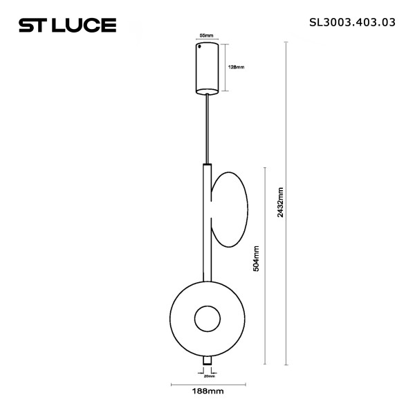 SL3003.403.03 Светильник подвесной ST-Luce Черный/Оранжевый, Черный LED 3*2W 3000K SENTITO