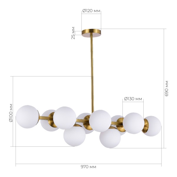 SLE1191-202-10 Светильник потолочный Золотистый/Белый E27 10*60W FRATTA