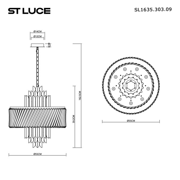 SL1635.303.09 Люстра подвесная ST-Luce Латунь/Прозрачный E14 9*40W NARI