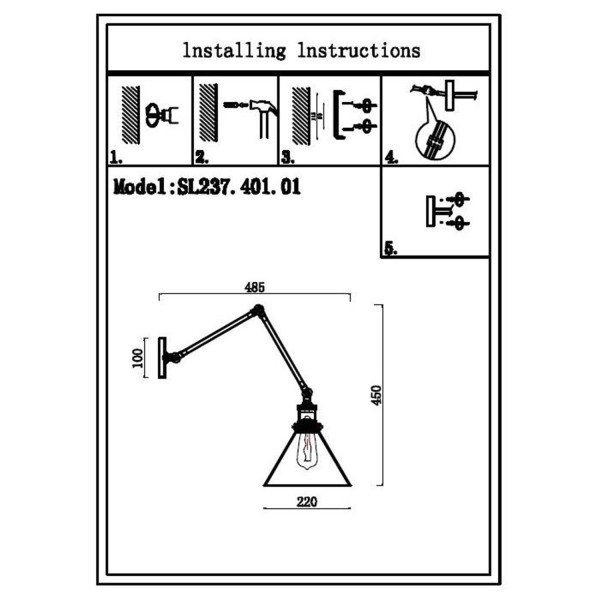 SL237.401.01 Бра ST-Luce Черный, Бронза/Прозрачный E27 1*40W EVOLUTO