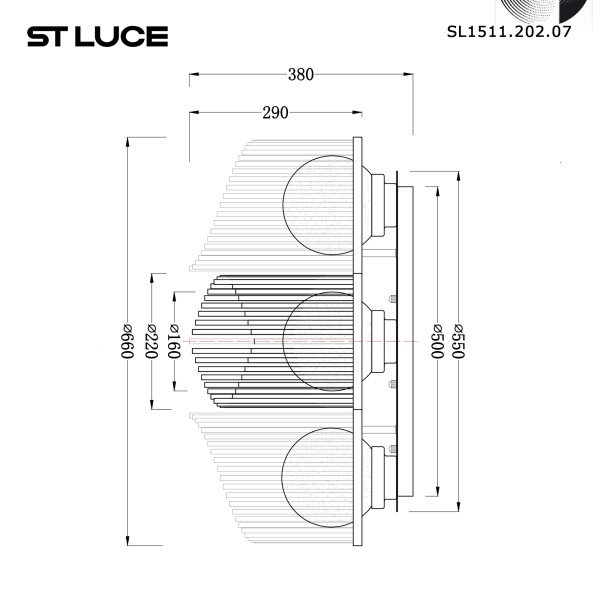 SL1511.202.07 Люстра потолочная ST-Luce Золотистый/Белый E27 7*60W ALLEGRO