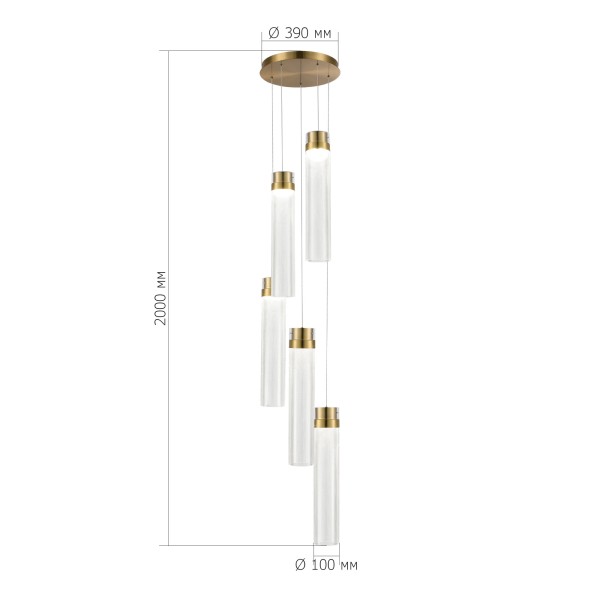 SL6236.303.05 Светильник подвесной ST-Luce Латунь/Прозрачный LED 5*12W 4000K CHAMPAGNE