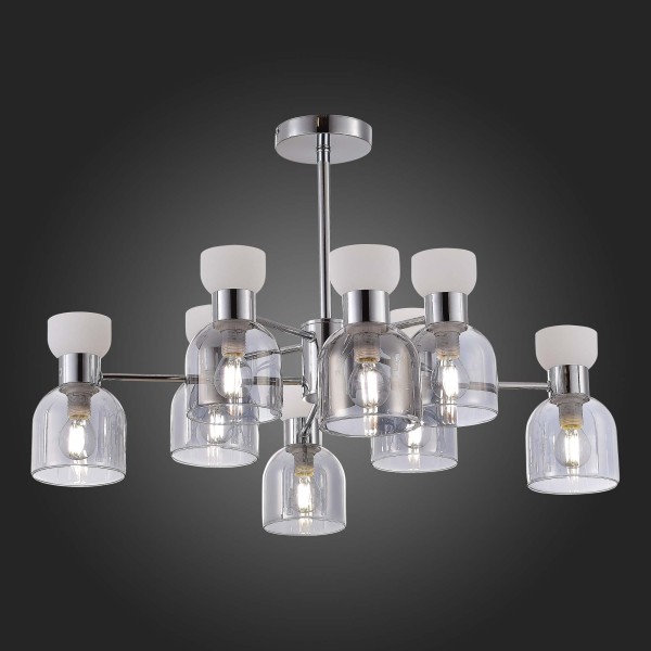 SLE1045-102-08 Светильник потолочный Хром/Белый, Дымчатый E14 8*40W VENTO