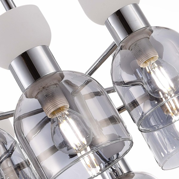 SLE1045-102-08 Светильник потолочный Хром/Белый, Дымчатый E14 8*40W VENTO