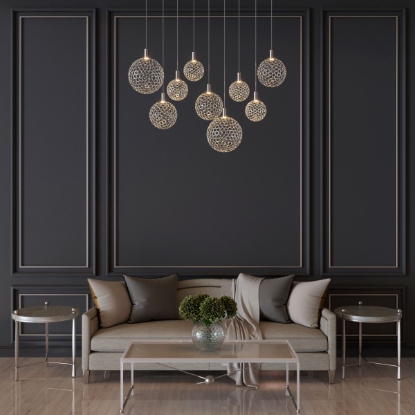 Подвесной светодиодный светильник с металлическими плафонами 90353/9 хром