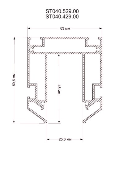 ST040.429.00 Шинопровод 220 под натяжной потолок ST-Luce Черный Длина 2 000мм SKYLINE 220