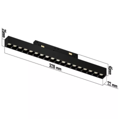 Трековый светодиодный светильник магнитный LINER BLACK MASK MAGNETIC S20 48V 18W 36° 4000K CRI90 OSRAM | Черный корпус L328mm