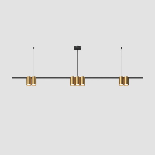 DK4063-BK+SG Подвесной светильник ORBIT, IP20, 7xGU10 LED до 15 Вт, черный + сатинированное золото, алюминий