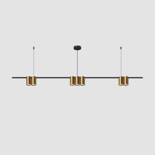 DK4063-BK+SG Подвесной светильник ORBIT, IP20, 7xGU10 LED до 15 Вт, черный + сатинированное золото, алюминий