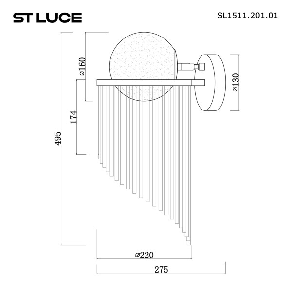 SL1511.201.01 Бра ST-Luce Золотистый/Белый E27 1*60W ALLEGRO