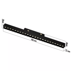 Трековый светодиодный светильник магнитный LINER BLACK MASK MAGNETIC S20 48V 24W 36° 3000K CRI90 OSRAM | Черный корпус L435mm