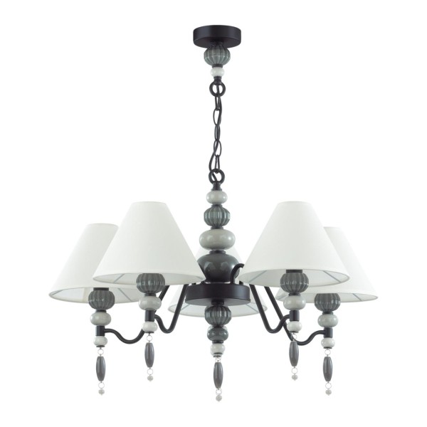 4896/5 MODERN ODL_EX23 161 черный матов./серый/молочный металл/керамика/ткань Люстра E14 5*40W SOCHI