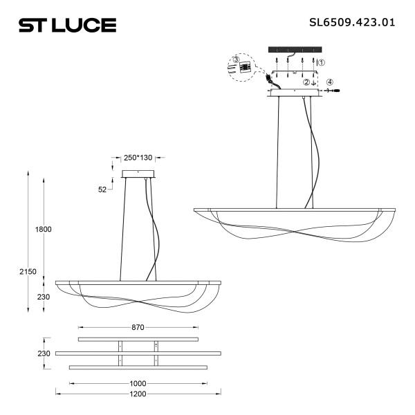 SL6509.423.01 Светильник подвесной ST-Luce Черный/Прозрачный LED 1*60W 4000K FESALE