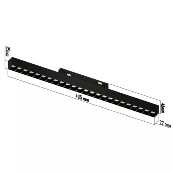 Трековый светодиодный светильник магнитный LINER BLACK MASK MAGNETIC S20 48V 24W 36° 4000K CRI90 OSRAM | Черный корпус L435mm