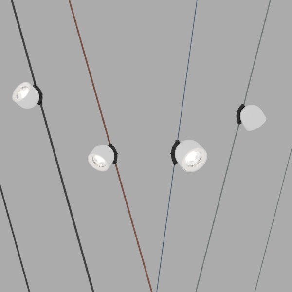 DK5540-WH+BK Поворотный светильник для трека-ремня Belty, серия Spot, со светодиодом, D100*H107мм, 48V DC, 12W, RA90, 38°, 4000K, IP20, белый с черным, алюминий