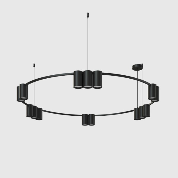 DK4067-BK Подвесной светильник ORBIT, IP20, 15xGU10 LED до 15 Вт, черный матовый, алюминий