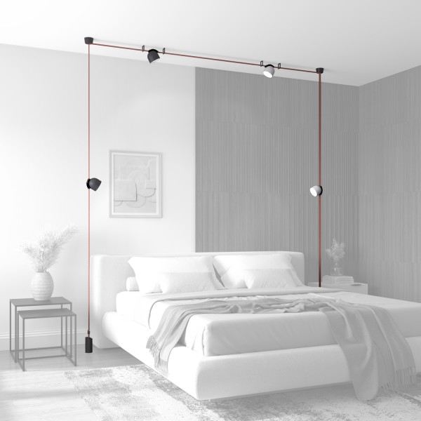 DK5542-BK Поворотный светильник для трека-ремня Belty, серия Spot, со светодиодом, D100*H107мм, 48V DC, 12W, RA90, 120°, 4000K, IP20, черный, алюминий