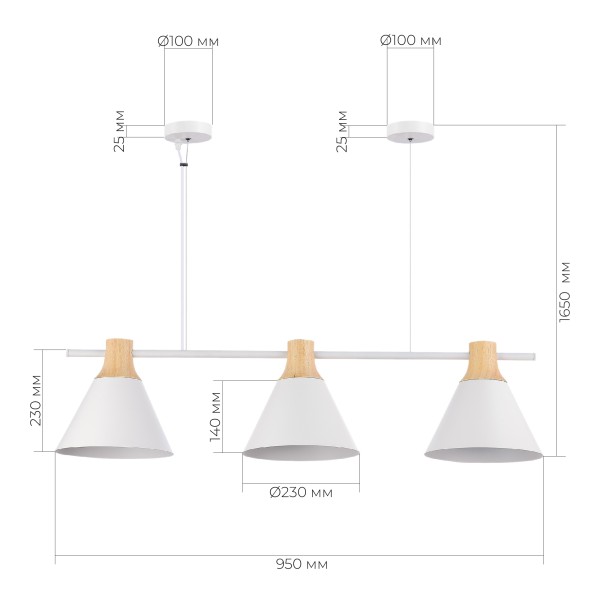 SLE125103-03 Светильник подвесной Белый/Белый, Светлое дерево E27 3*60W MODICA