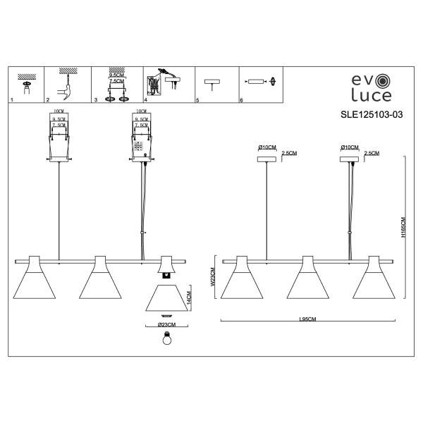 SLE125103-03 Светильник подвесной Белый/Белый, Светлое дерево E27 3*60W MODICA