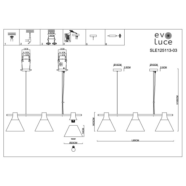 SLE125113-03 Светильник подвесной Серый/Серый, Светлое дерево E27 3*60W MODICA
