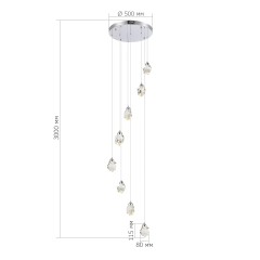 SL6114.103.08 Светильник подвесной ST-Luce Хром/Прозрачный LED 8*3W 3000K CASCATO