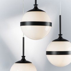 813137 Люстра GLOBO 3х40W E14 черный/белый