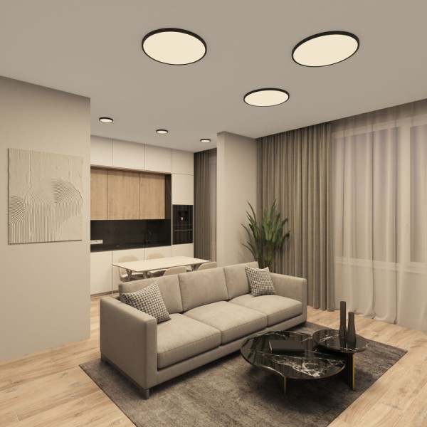 DK6522-BK Накладной светильник THIN, IP40, 36W, 3000K/4000K/6500K, переключатель цветовой температуры на корпусе, черный, полимер