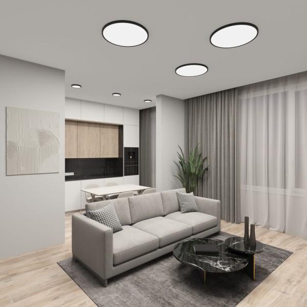 DK6522-BK Накладной светильник THIN, IP40, 36W, 3000K/4000K/6500K, переключатель цветовой температуры на корпусе, черный, полимер