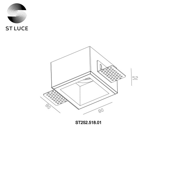 ST252.518.01 Св-к встр. из гипса Белый GU10 1*50W IP20 L80xW80xH52 180-240V Без ламп Встраиваемые светильники