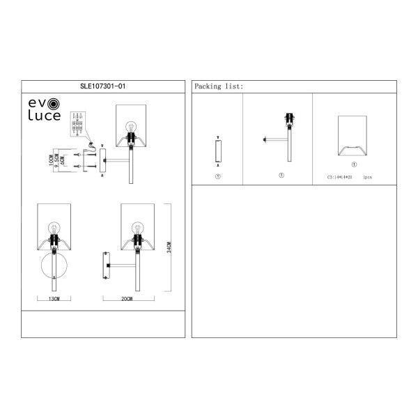 SLE107301-01 Светильник настенный Никель/Белый E14 1*40W NOIA