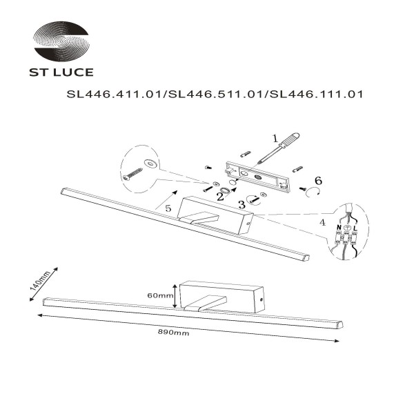 SL446.411.01 Подсветка для картин ST-Luce Черный/Белый LED 1*18W 4000K Настенные светильники