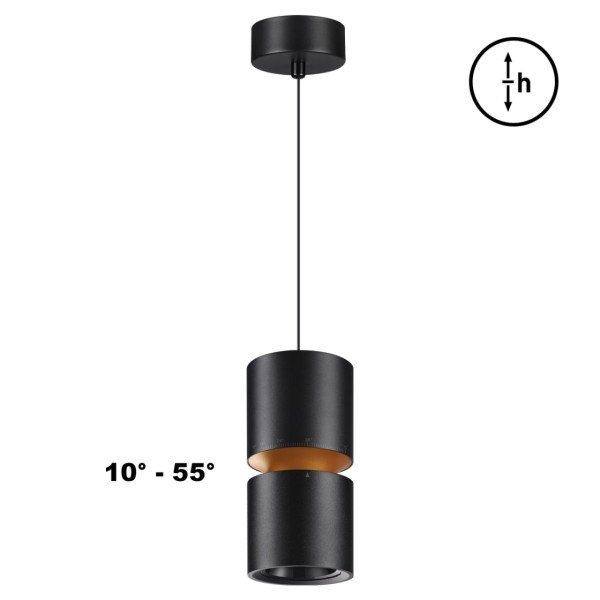 359340 OVER NT24 318 черный Светильник подвесной с механизмом регулировки высоты, провод 2м IP20 LED 10W/3W 3000K 1090Лм 170-265V ARISTO