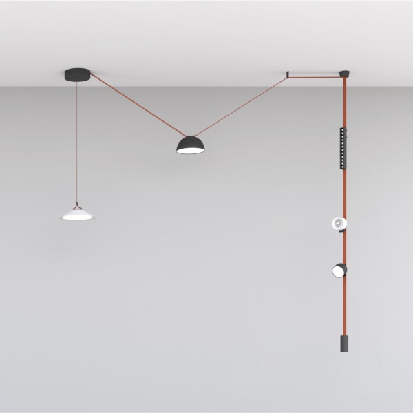 DK5564-WH+BK Cветильник для трека-ремня Belty, серия Flow, со светодиодом, D300*H71мм, 48V DC, 20W, RA90, 120°, 4000K, IP20, белый с черным, алюминий