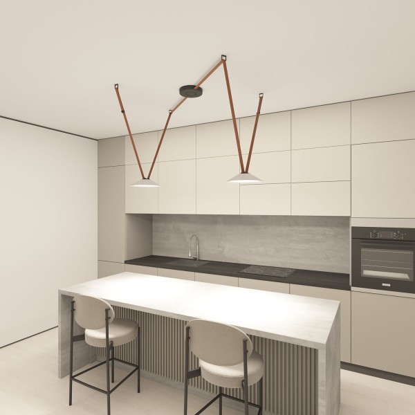 DK5564-WH+BK Cветильник для трека-ремня Belty, серия Flow, со светодиодом, D300*H71мм, 48V DC, 20W, RA90, 120°, 4000K, IP20, белый с черным, алюминий