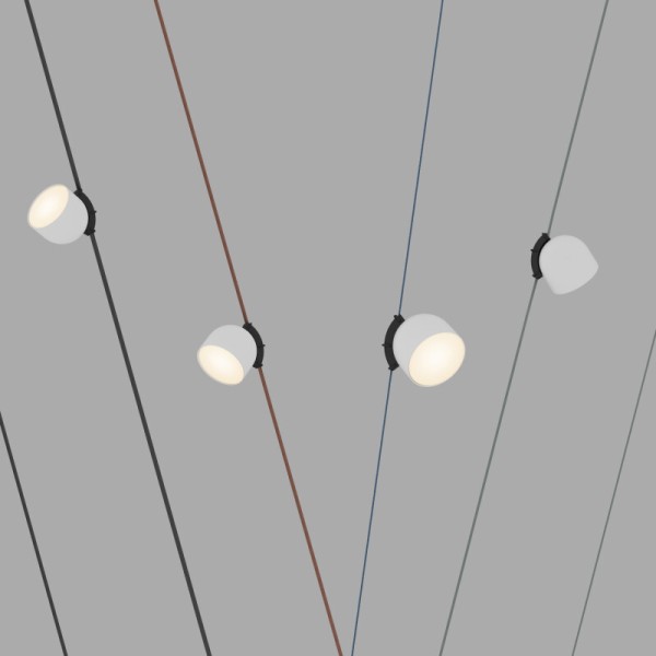 DK5543-WH+BK Поворотный светильник для трека-ремня Belty, серия Spot, со светодиодом, D100*H107мм, 48V DC, 12W, RA90, 120°, 3000K, IP20, белый с черным, алюминий