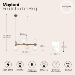 Подвесной светильник Maytoni MOD013PL-06BS1
