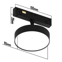 Трековый светодиодный светильник магнитный RONDO MAGNETIC S20 48V 10W 110° CRI90 OSRAM 4000K | Черный корпус Ø95х135 mm 