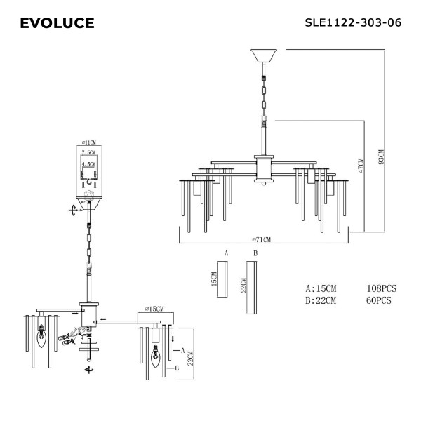 SLE1122-303-06 Светильник подвесной Латунь/Прозрачный E14 6*40W LYNDEN