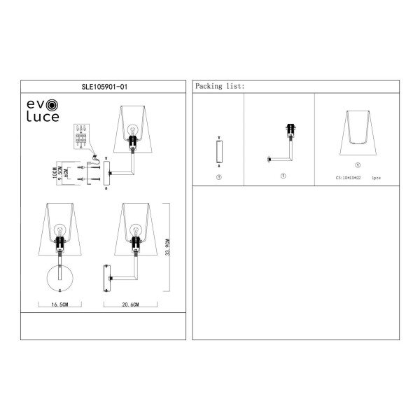 SLE105901-01 Светильник настенный Никель/Белый E14 1*40W BELLINO