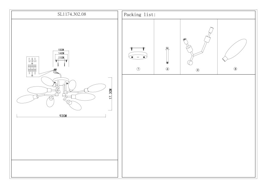 SL1174.302.08 Люстра потолочная ST-Luce Латунь/Коньячный G9 8*5W DESIMA