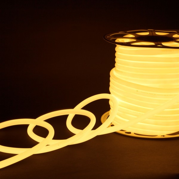 Светодиодный гибкий неон 220 В 9.6 Вт/м 144 Led 2835 IP67, круглый теплый белый 3300 K, 50 м Гибкий неон 220V 9,6W 144Led 2835 IP67 круглый теплый белый, 50 м