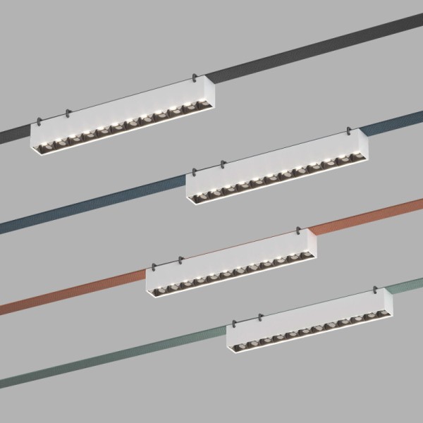DK5570-WB Cветильник для трека-ремня Belty, серия Grill, со светодиодом, L323*W40*H45мм, 48V DC, 12W, RA90, 24°, 4000K, IP20, белый с черным, алюминий