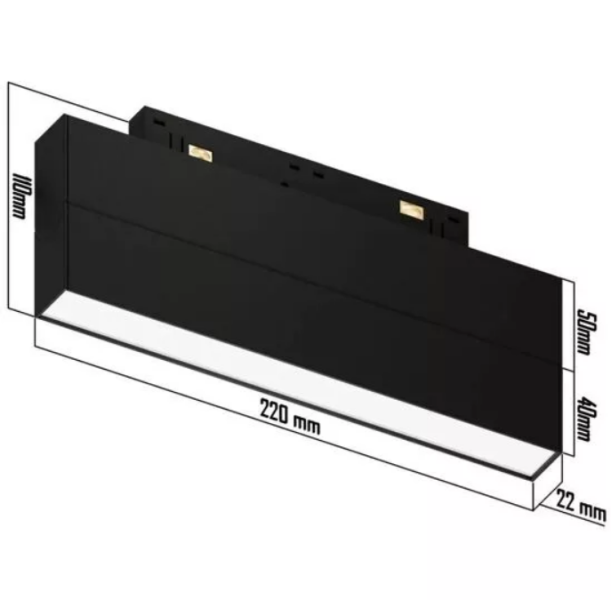 Трековый светодиодный светильник магнитный SPOT BLACK BOOK MAGNETIC S20 48V 16W 110° CRI90 OSRAM 4000K | Черный корпус L220хH110mm