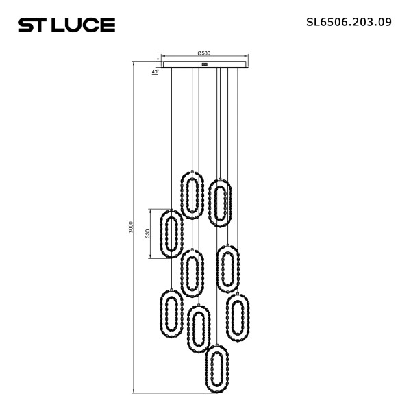 SL6506.203.09 Светильник подвесной ST-Luce Золотистый/Золотистый, Прозрачный LED 9*9W 3000K ALLUNGO