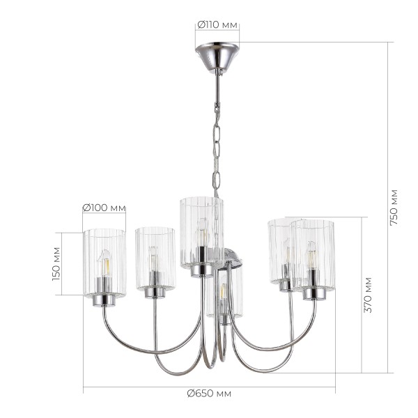 SLE1127-103-06 Светильник подвесной Хром/Прозрачный E14 6*40W TILDA