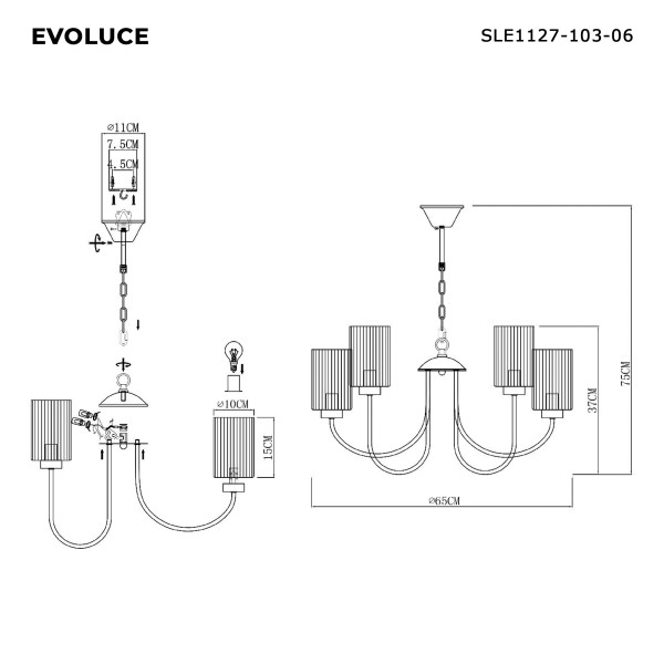 SLE1127-103-06 Светильник подвесной Хром/Прозрачный E14 6*40W TILDA
