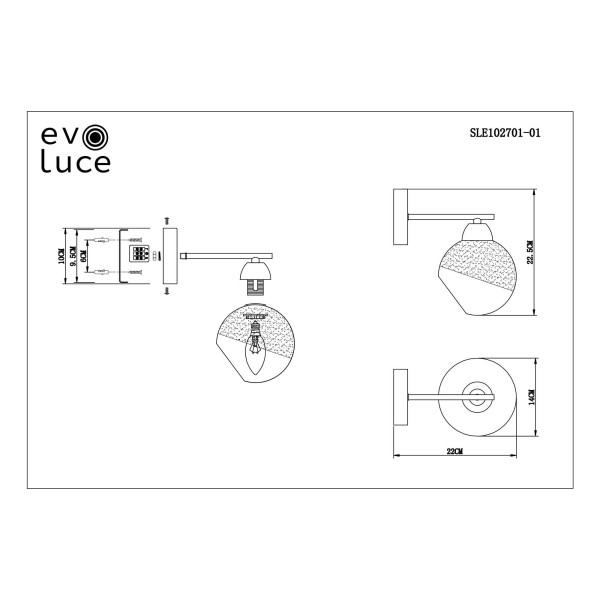 SLE102701-01 Светильник настенный Хром/Прозрачный, Матовый никель E14 1*40W GIORTE