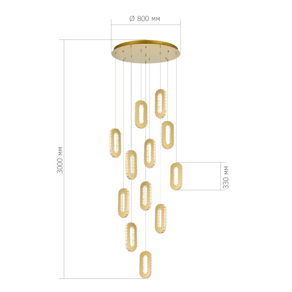 SL6506.203.12 Светильник подвесной ST-Luce Золотистый/Золотистый, Прозрачный LED 12*9W 3000K ALLUNGO