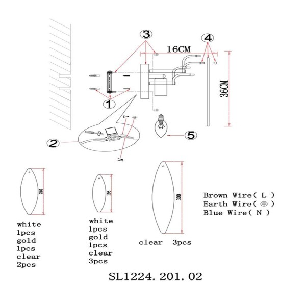SL1224.201.02 Бра ST-Luce Золотистый/Прозрачный, Белый E14 2*60W LASTRA